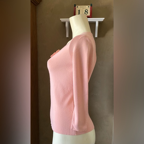 LOFT Ann Taylor vintage knit sweater stretch material women SP flower accent - Picture 4 of 10